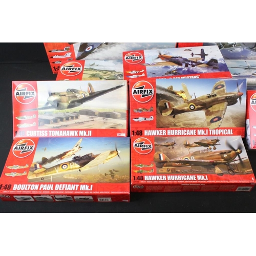 157 - 13 Boxed Airfix 1/48 plastic model kits to include A09185 Hawker Hunter F6, A09182 Gloster Meteor F8... 