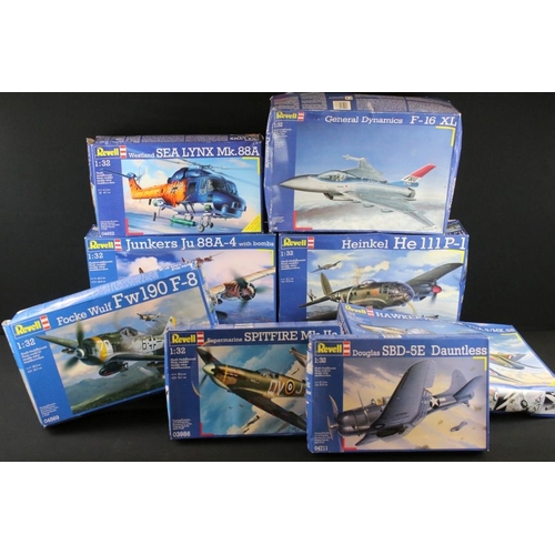 158 - Ten boxed & unbuilt Revell 1:32 plastic aircraft model kits to include 04711 Douglas SBD-5E, 03986 S... 