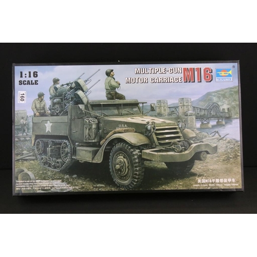 160 - Boxed Trumpeter 1/16 Multiple Gun Motor Carriage M16 plastic model kit, unbuilt & complete, ex