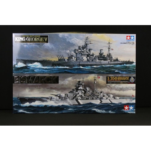 165 - Two boxed Tamiya 1/350 plastic model kits to include No 13 German Battleship Bismark and No 10 Briti... 