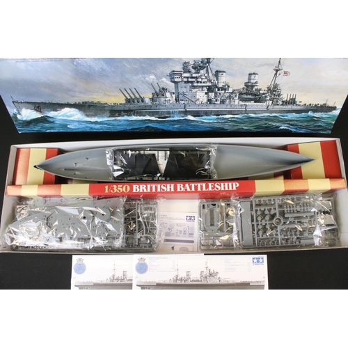 165 - Two boxed Tamiya 1/350 plastic model kits to include No 13 German Battleship Bismark and No 10 Briti... 