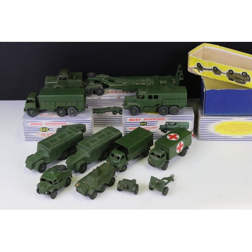 1437 - Three boxed Dinky Supertoys military diecast models to include 660 Tank Transporter, 622 10 Ton Army... 