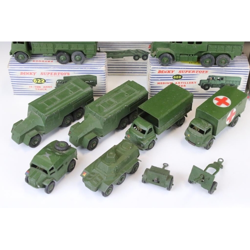 1437 - Three boxed Dinky Supertoys military diecast models to include 660 Tank Transporter, 622 10 Ton Army... 