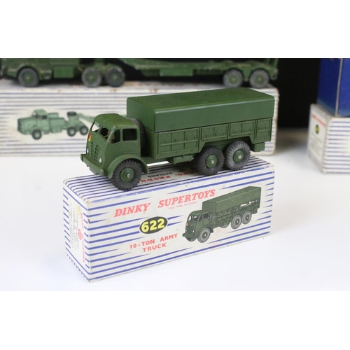 1437 - Three boxed Dinky Supertoys military diecast models to include 660 Tank Transporter, 622 10 Ton Army... 