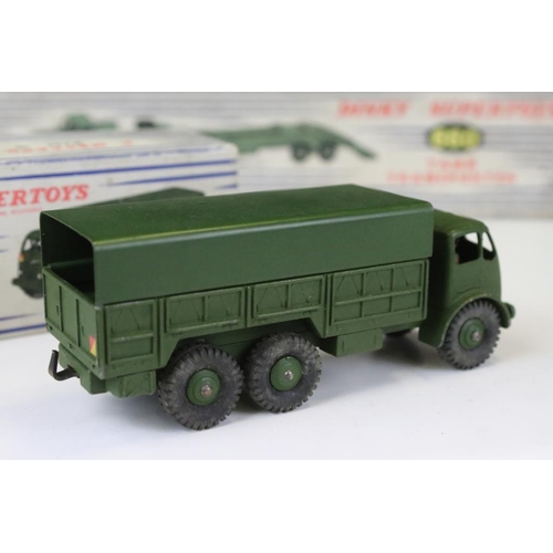 1437 - Three boxed Dinky Supertoys military diecast models to include 660 Tank Transporter, 622 10 Ton Army... 