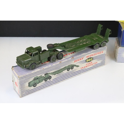 1437 - Three boxed Dinky Supertoys military diecast models to include 660 Tank Transporter, 622 10 Ton Army... 