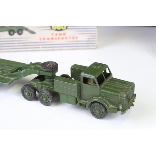 1437 - Three boxed Dinky Supertoys military diecast models to include 660 Tank Transporter, 622 10 Ton Army... 