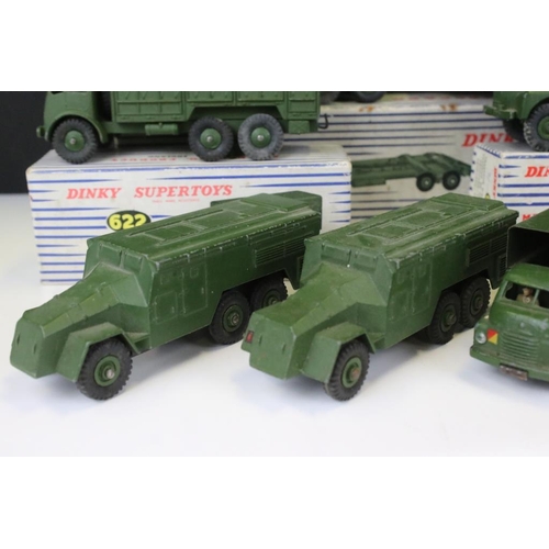 1437 - Three boxed Dinky Supertoys military diecast models to include 660 Tank Transporter, 622 10 Ton Army... 