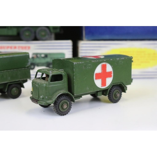 1437 - Three boxed Dinky Supertoys military diecast models to include 660 Tank Transporter, 622 10 Ton Army... 