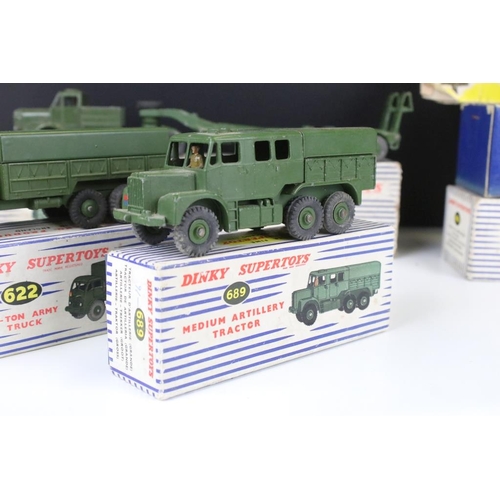 1437 - Three boxed Dinky Supertoys military diecast models to include 660 Tank Transporter, 622 10 Ton Army... 