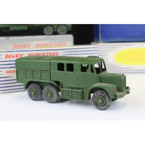 1437 - Three boxed Dinky Supertoys military diecast models to include 660 Tank Transporter, 622 10 Ton Army... 