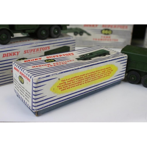 1437 - Three boxed Dinky Supertoys military diecast models to include 660 Tank Transporter, 622 10 Ton Army... 