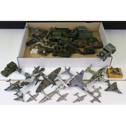 1439 - 39 Mid 20th C onwards play worn military diecast models to include Dinky, Britains, ERTL & Solido ex... 