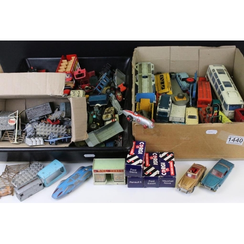 1440 - Around 60 play worn diecast models, mainly mid 20th C, to include Dinky, Corgi, Crescent & Matchbox ... 