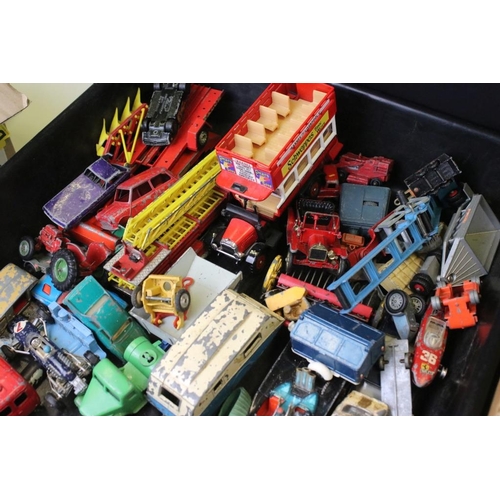 1440 - Around 60 play worn diecast models, mainly mid 20th C, to include Dinky, Corgi, Crescent & Matchbox ... 