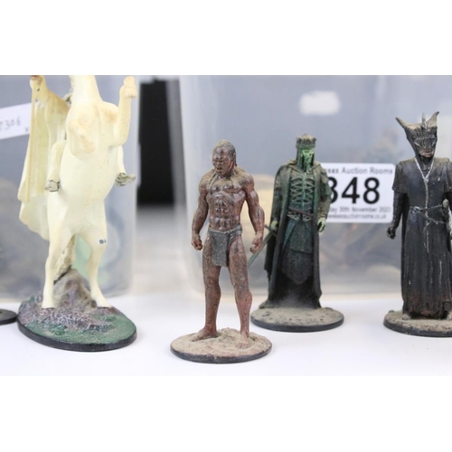 348 - Around 60 NLP Lord Of The Rings metal figures, figures dusty - some with damaged features / weapons.... 