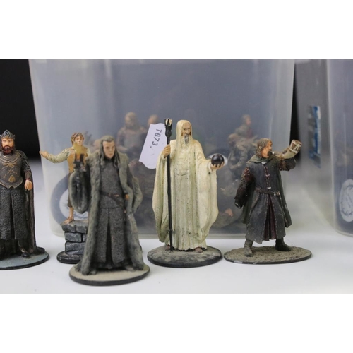 348 - Around 60 NLP Lord Of The Rings metal figures, figures dusty - some with damaged features / weapons.... 