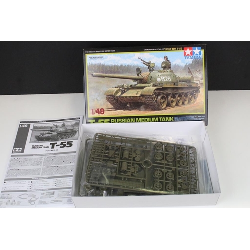 206 - Eight boxed Tamiya 1/48 plastic model kits to include 25424 Kkawasaki Ki-61-1d Hien, 11 Jagdpanzer 3... 