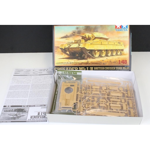 206 - Eight boxed Tamiya 1/48 plastic model kits to include 25424 Kkawasaki Ki-61-1d Hien, 11 Jagdpanzer 3... 