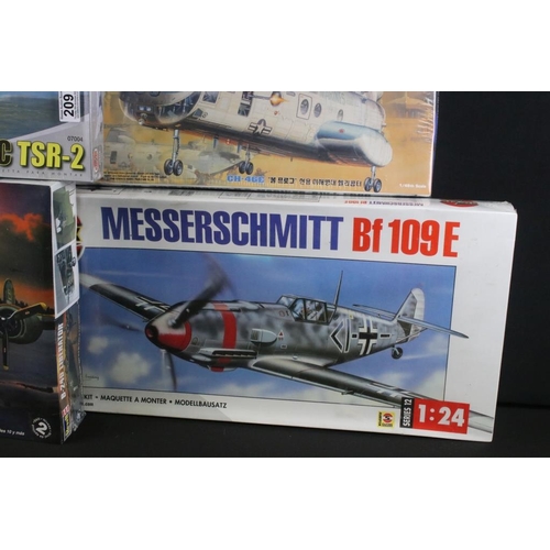 209 - Four sealed & boxed plastic model kits to include 2 x Airfix (1/24 12002 Messerschmitt Bf 109E & 1/7... 