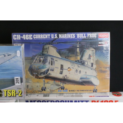 209 - Four sealed & boxed plastic model kits to include 2 x Airfix (1/24 12002 Messerschmitt Bf 109E & 1/7... 