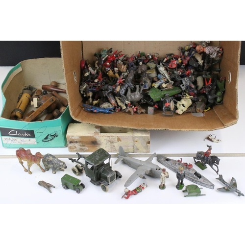 349 - Collection of over 80 mid 20th C play worn metal figures to include Britains examples, featuring Sno... 