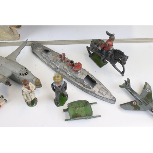 349 - Collection of over 80 mid 20th C play worn metal figures to include Britains examples, featuring Sno... 