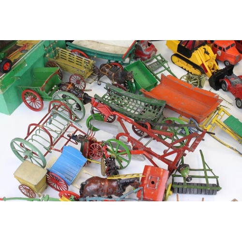 351 - 23 Mid 20th C play worn diecast farming models to include Britains, Crescent Toys & Dinky examples, ... 