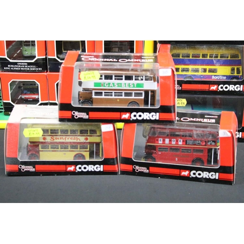 1046 - 30 Boxed / cased Corgi Original Omnibus diecast model buses, all ex with small ref stickers to box (... 