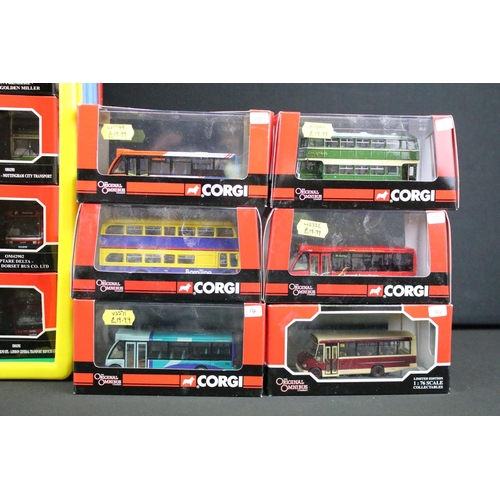 1046 - 30 Boxed / cased Corgi Original Omnibus diecast model buses, all ex with small ref stickers to box (... 