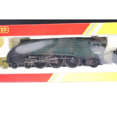 6 - Four boxed Hornby OO gauge Railroad locomotives to include R2784X BR Class A4 Mallard (Decoder fitte... 