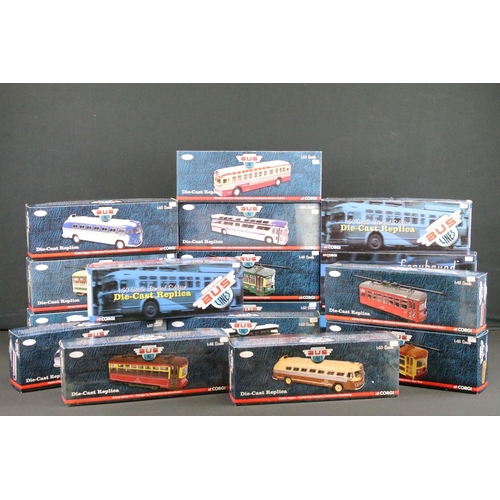 1050 - 17 Boxed Corgi Vintage Bus Lines 1/48 & 1/50 diecast models to include US4018 GM4503 Old Look Corgi ... 