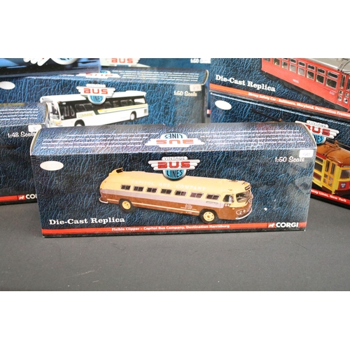 1050 - 17 Boxed Corgi Vintage Bus Lines 1/48 & 1/50 diecast models to include US4018 GM4503 Old Look Corgi ... 