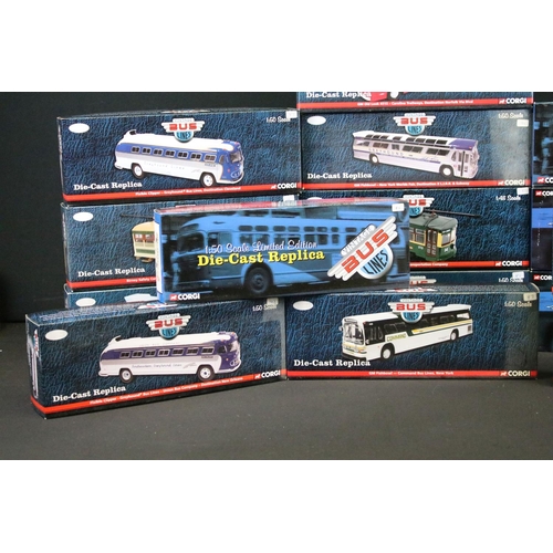 1050 - 17 Boxed Corgi Vintage Bus Lines 1/48 & 1/50 diecast models to include US4018 GM4503 Old Look Corgi ... 