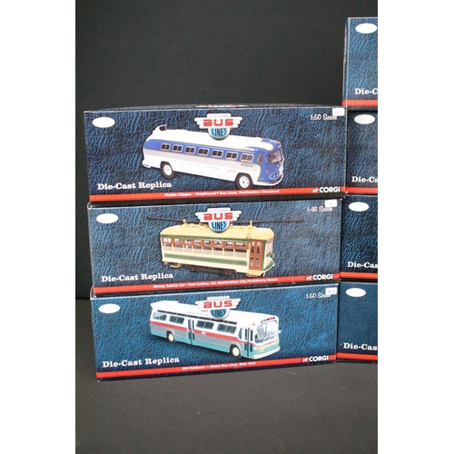 1050 - 17 Boxed Corgi Vintage Bus Lines 1/48 & 1/50 diecast models to include US4018 GM4503 Old Look Corgi ... 