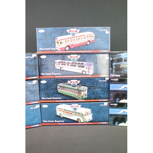 1050 - 17 Boxed Corgi Vintage Bus Lines 1/48 & 1/50 diecast models to include US4018 GM4503 Old Look Corgi ... 