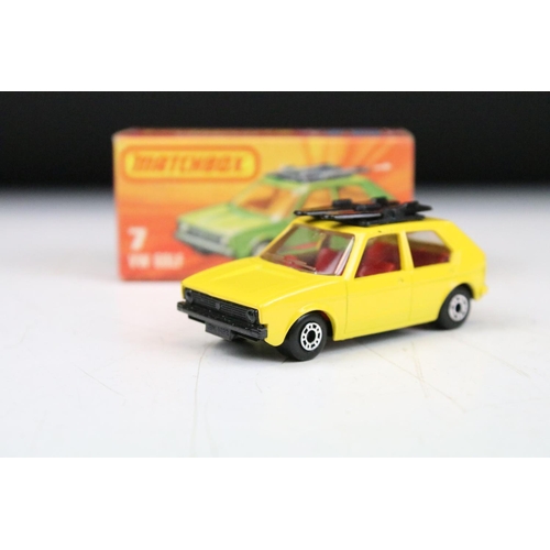 1446 - Ex Shop Stock - 12 Boxed Matchbox 75 Series diecast models to include 7 VW Golf, 16 Pontiac, 10 Plym... 