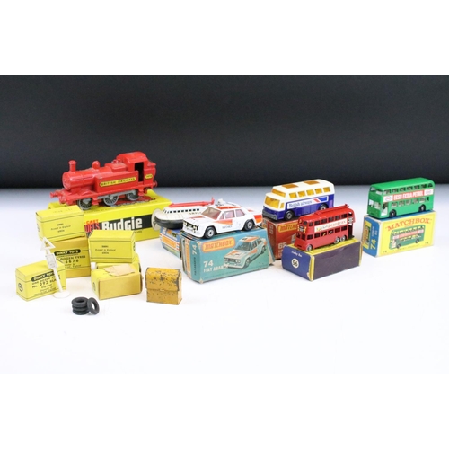 1449 - Six boxed diecast models to include 5 x Matchbox 75 Series (2 Rescue Helicopter, 74 Fiat Abarth, 65 ... 