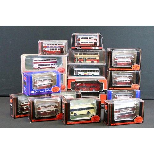 1111 - 18 Boxed / cased diecast model buses to include 12 x EFE and 6 x Corgi Original Omnibus. Diecast ex,... 