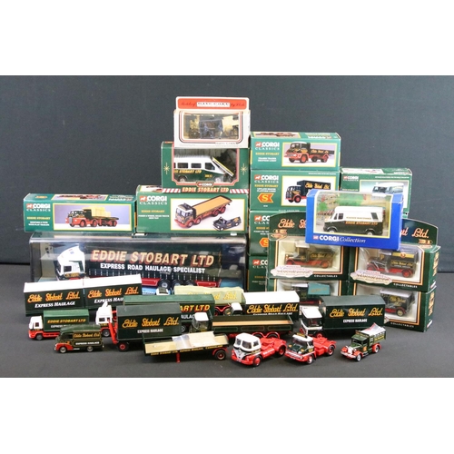 1115 - 14 Boxed Corgi Eddie Stobart diecast models to include Modern Trucks 75201 ERF Curtainside, 13601 Fo... 