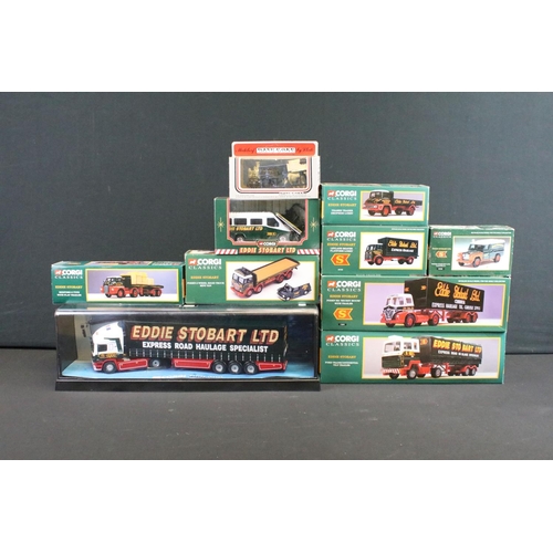 1115 - 14 Boxed Corgi Eddie Stobart diecast models to include Modern Trucks 75201 ERF Curtainside, 13601 Fo... 