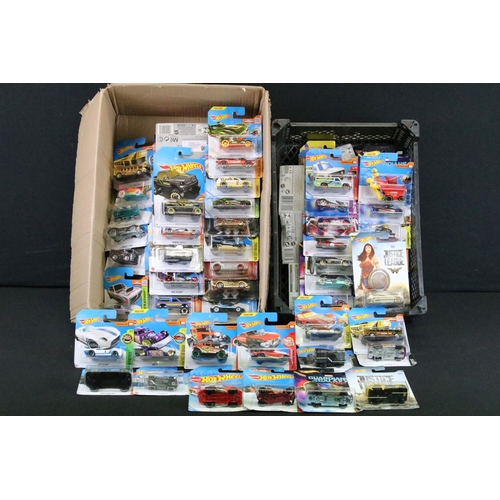 1123 - Around 85 carded Mattel Hot Wheels diecast models, featuring The Avengers, Justice League, Fast & Fu... 