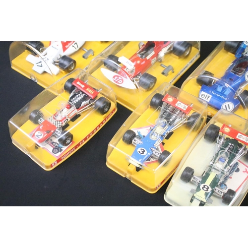 1124 - 12 Cased Polistil / Politoys diecast model racing cars to include FX4 B.R.M. Marlboro P.160, FX1 Tyr... 