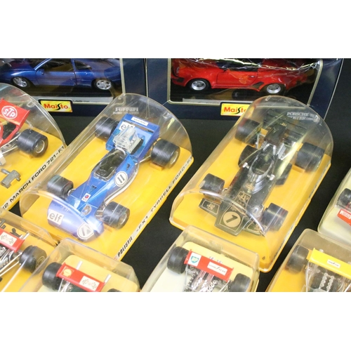 1124 - 12 Cased Polistil / Politoys diecast model racing cars to include FX4 B.R.M. Marlboro P.160, FX1 Tyr... 