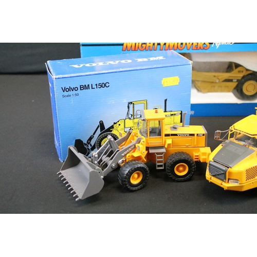 1128 - Five boxed 1/50 scale diecast construction models to include ERTL Mighty Movers Replica 2430 Caterpi... 