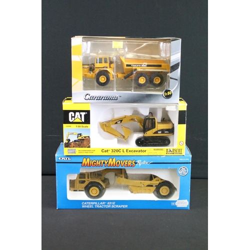 1128 - Five boxed 1/50 scale diecast construction models to include ERTL Mighty Movers Replica 2430 Caterpi... 