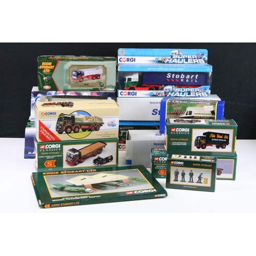 1208 - 13 Boxed Eddie Stobart diecast models to include 9 x Corgi, 2 x Oxford and 2 x Atlas, ex, plus a box... 