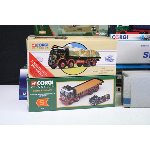 1208 - 13 Boxed Eddie Stobart diecast models to include 9 x Corgi, 2 x Oxford and 2 x Atlas, ex, plus a box... 