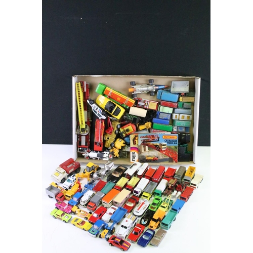 1214 - Around 90 mid 20th C onwards play worn diecast models to include Matchbox & Corgi examples, featurin... 