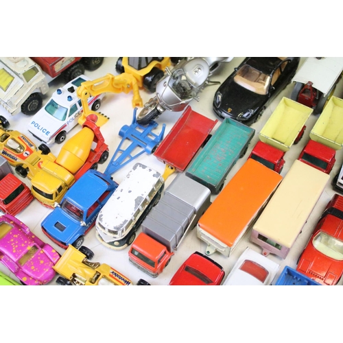 1214 - Around 90 mid 20th C onwards play worn diecast models to include Matchbox & Corgi examples, featurin... 